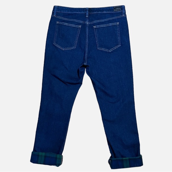 Lauren Ralph Lauren Premier Straight Ankle Plaid Cuff Jeans Sz 12 - Picture 2 of 16